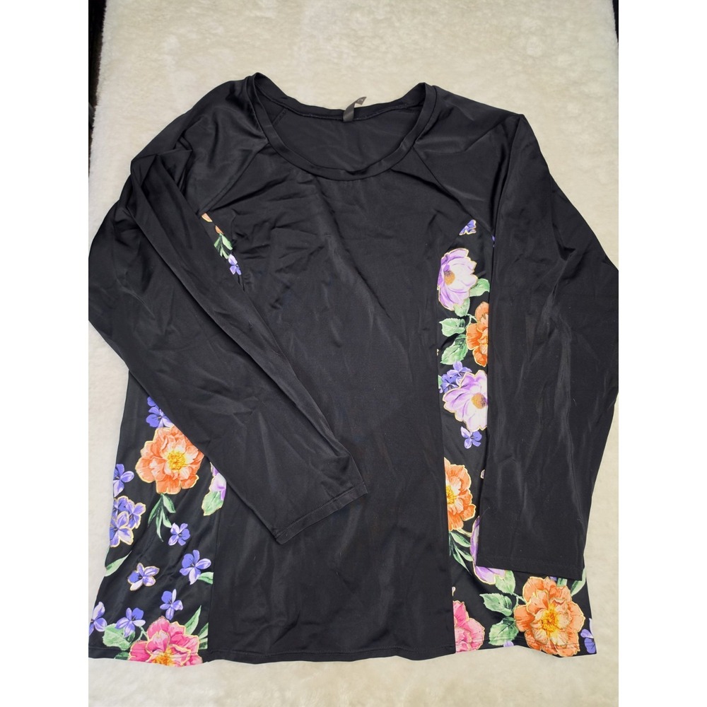Womens Torrid Black Floral Active Wireless Unlined Rashguard Size 3 Plus Size 22